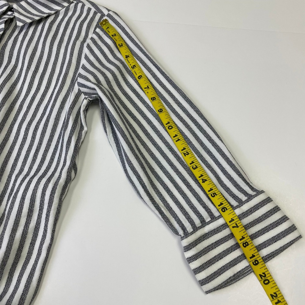 Soft Surroundings Striped Tunic Shirt Black White Sharkbite Hem Womens Small - Picture 16 of 16